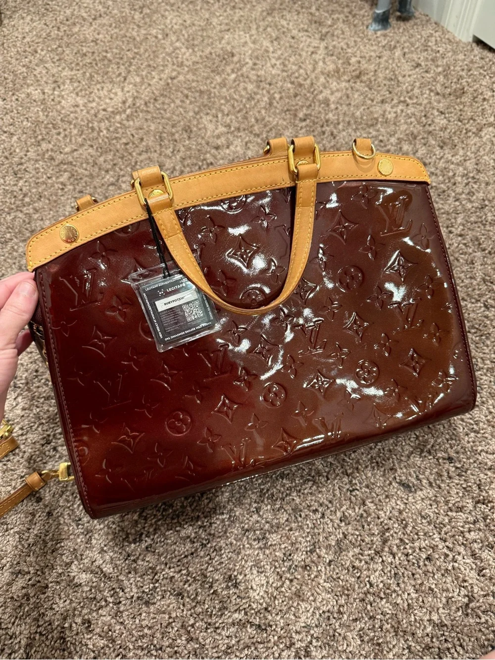 Louis Vuitton Bordeaux Patent Vernis Brea with Natural Vachetta Trim